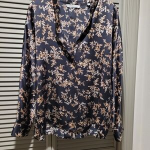 Vince Midnight and Cream Floral Blouse